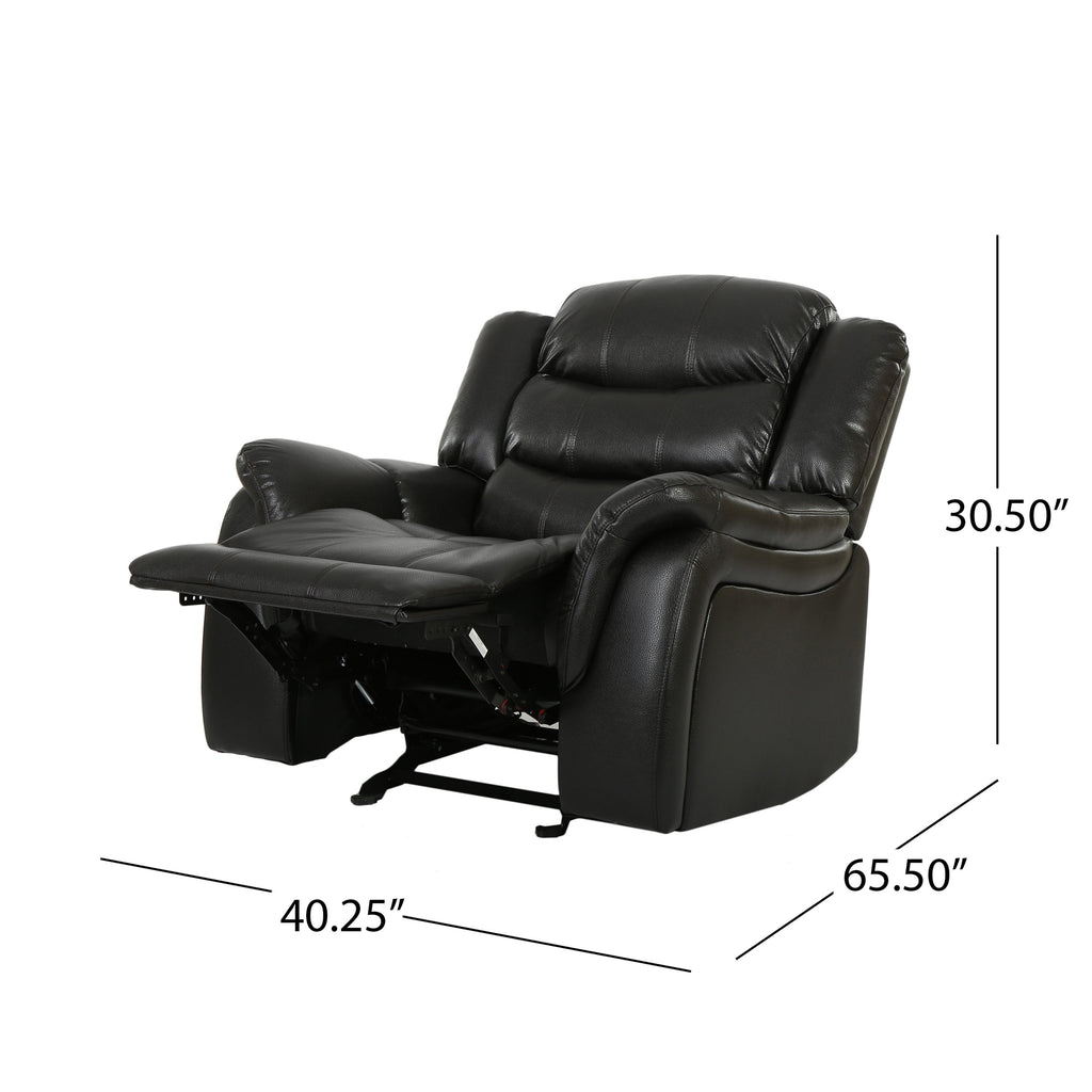 Classic Design Black Berry PU Upholstery Glider Recliner Chair with Spacious Comfort and Durable Construction - Grand Goldman Shop