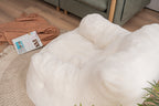 Ivory White Soft Teddy Fabric Tufted Foam Bean Bag Chair with Memory Sponge - Grand Goldman Shop