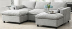 [VIDEO]86.5'' Chenille Modular Sectional Sofa with Storage Pockets, 5 Seat U Shaped Couch Set with Pillows,Free Combination,Modern Cloud Sofa with 2 Movable Ottoman for Living Room,Apartment,3 Colors - Grand Goldman Shop