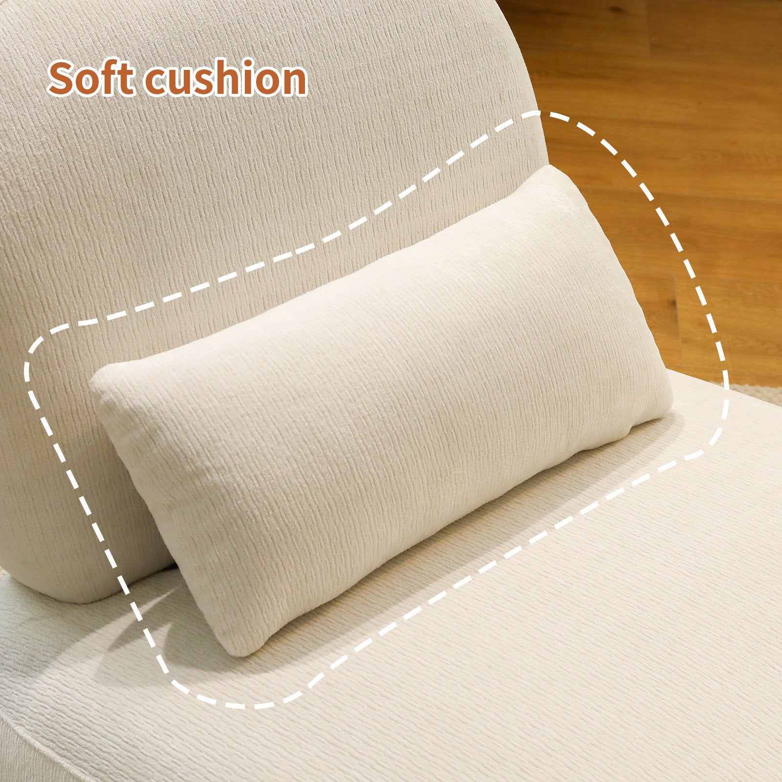 Cute Accent Chair with Solid Wood Legs, Living Room Chair with Soft Fabric Cushion, Cozy Bedroom Chair, Comfy Armless Reading Chair for Apartment, Waiting Room, Balcony (White) - Grand Goldman Shop