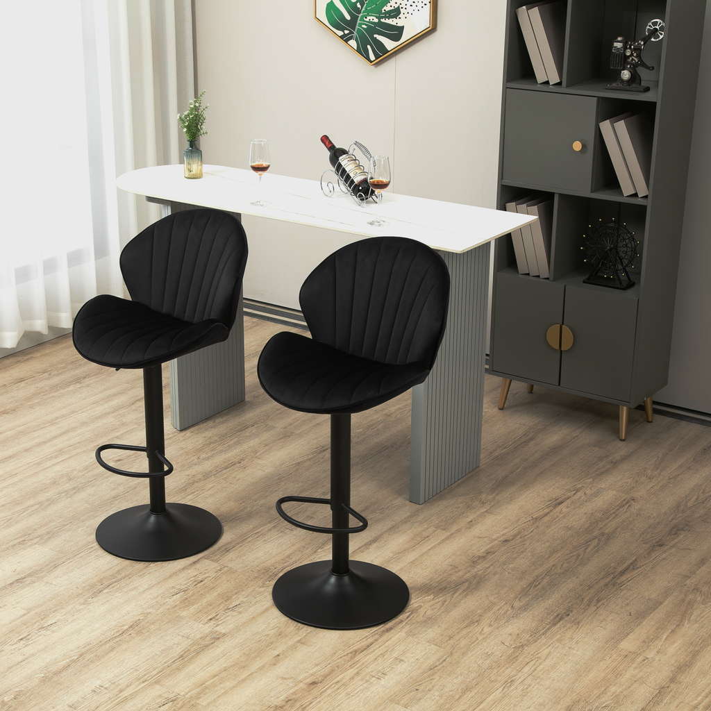 Bar Stools Set of 2 - Adjustable Barstools with Back and Footrest, Counter Height Bar Chairs for Kitchen, Pub -black - Grand Goldman Shop