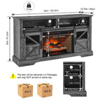 60 Inch Electric Fireplace Entertainment Center With Door Sensor-Dark Rustic Oak - Grand Goldman Shop