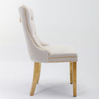 A&A Furniture,Nikki Collection Modern, High-end Tufted Solid Wood Contemporary Velvet Upholstered Dining Chair with Golden Stainless Steel Plating Legs,Nailhead Trim,Set of 2,Beige and Gold, SW1601BG - Grand Goldman Shop
