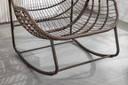 Outdoor Rattan Rocking Chair,Padded Cushion Rocker Recliner Chair Outdoor for Front Porch, Living Room, Patio, Garden, Grey - Grand Goldman Shop