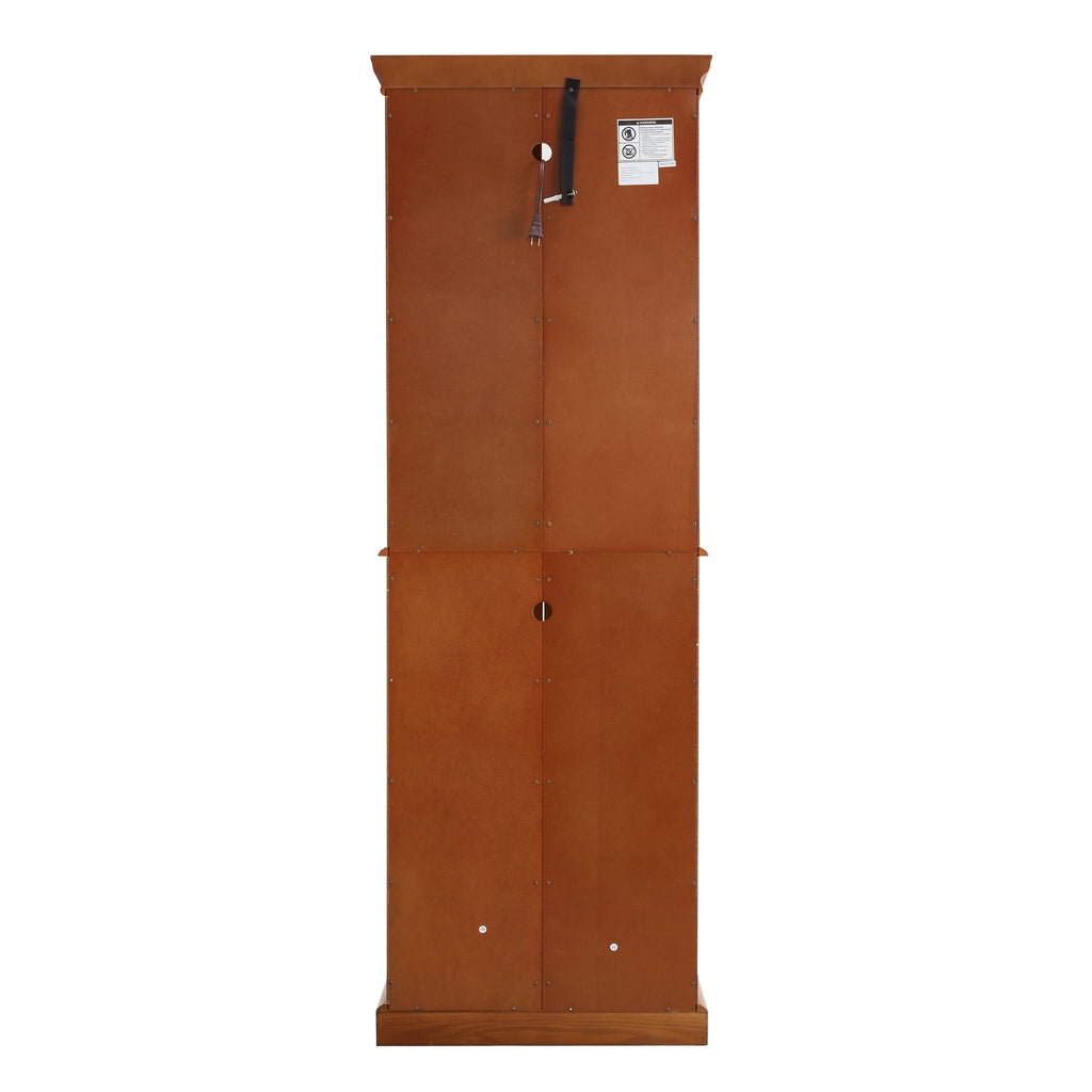 Lighted Curio Cabinet with Adjustable Shelves, Mirrored Back, and Tempered Glass Doors, 6-Tier Walnut Finish - Grand Goldman Shop