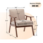 Mid-Century Modern Wingback Accent Chair with Solid Wood Frame and Extra-Thick Backrest – Lounge Chair for Living Room, Bedroom, or Reading Room - Grand Goldman Shop