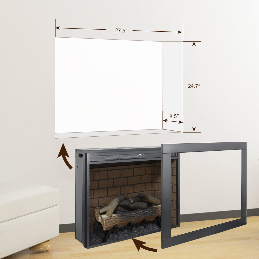 28 inch Infrared Electric Fireplace with Removable Trim kit Insert, Touch Panel Home Decor Heater, Smokeless Firebox With Fire Crackling Sound - Grand Goldman Shop