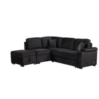 Modern Velvet Sleeper Sofa Bed with Storage Ottoman, Black, 84.75' L Shape - Grand Goldman Shop