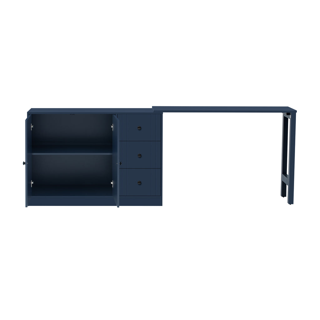U_STYLE 89.7''Wooden Sideboard with Extendable Table,Multifunctional Storage Cabinet with 2 Doors and 3 Drawers,for Living Room,Study,Foyer and Kitchen - Grand Goldman Shop