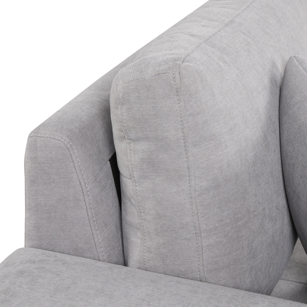 Modern Reversible L-Shape Pull Out Sleeper Sofa with Storage Chaise and Stools, Gray Linen, 104.5' - Grand Goldman Shop