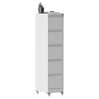 Heavy Duty 5 Drawer Metal Vertical File Cabinet with Lock and Wheels for Home Office, White, 17.72'D x 14.96'W x 64.21'H | Pr