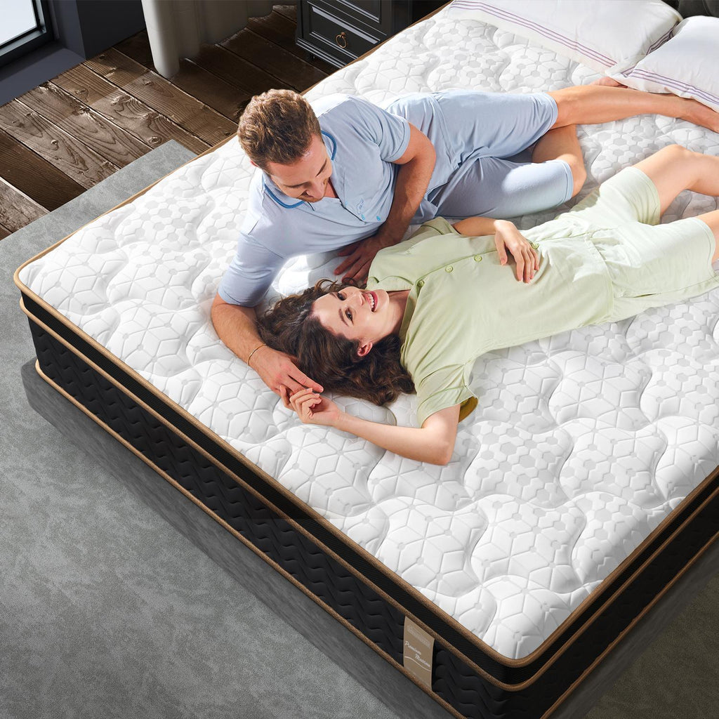 Queen Mattress, 10 Inch Plush Hybrid Mattress with Gel Memory Foam, Fiberglass-Free Mattress in a Box, Individual Pocket Spring-Motion Isolation-Edge Support, CertiPur-US Certified - Grand Goldman Shop