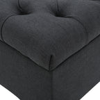 Glouster Contemporary Storage Ottoman V2 with Button-Tufted Diamond Stitching in Dark Gray Fabric - Grand Goldman Shop