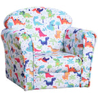 Qaba Kid's Sofa Chair with Dinosaur Design and Thick Padding, Flannel-Covered Toddler Armchair for Bedroom, Playroom | Premiu