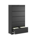 5 Drawer Metal Lateral File Cabinet , Black Filing Cabinet with Lock, Lockable File Cabinet for Home Office, Locking Metal Fi