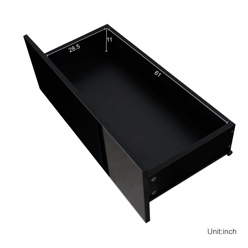 Black TV Stand with LED RGB Lights,Flat Screen TV Cabinet, Gaming Consoles - in Lounge Room, Living Room and Bedroom(Black) - Grand Goldman Shop