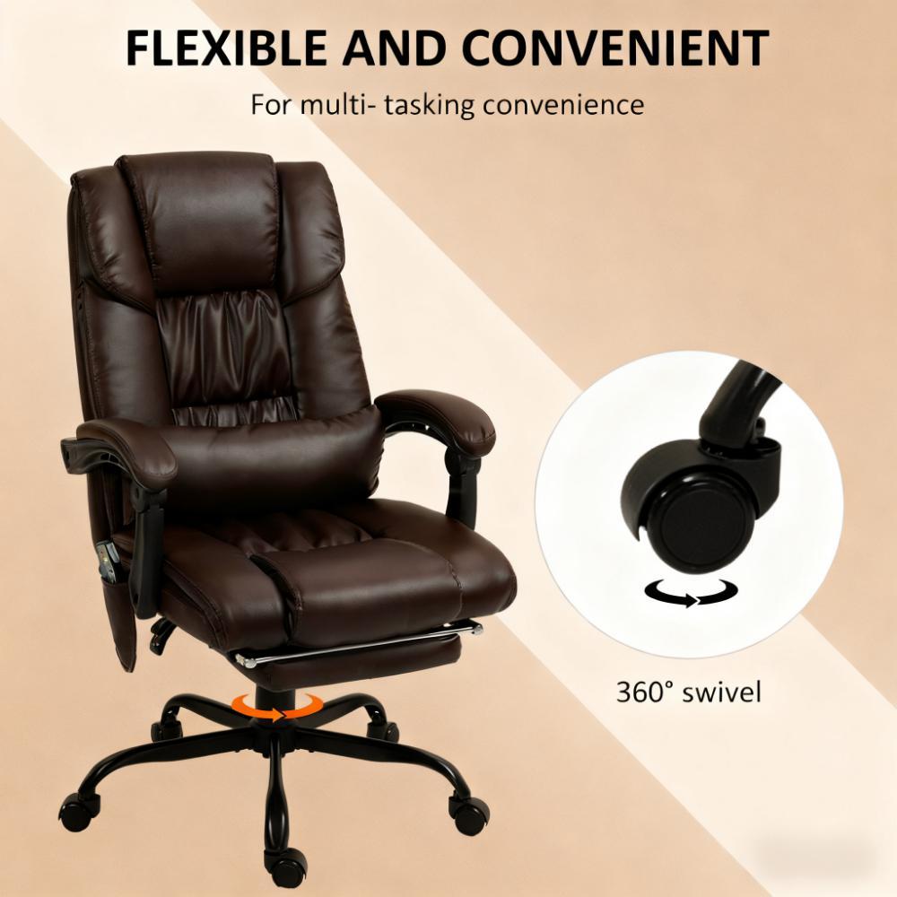High Back Reclining Office Chair,Massage Office Chair with 6 Vibrating Points with Footrest and Remote | Premium Home Decor -
