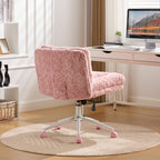 W26.4 inch Wider seat Office Chair,Artificial rabbit hair Home Office Chair with Metal Base,Adjustable Desk Chair Swivel Offi