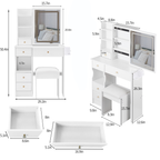 29.2' Small Size Left Drawer Desktop Vanity Table + Cushioned Stool, 2 AC+2 USB Power Station, Hair dryer bracket, Extra Large Touch Control Sliding LED Mirror, Tri-color Switching, Brightness Adjust - Grand Goldman Shop