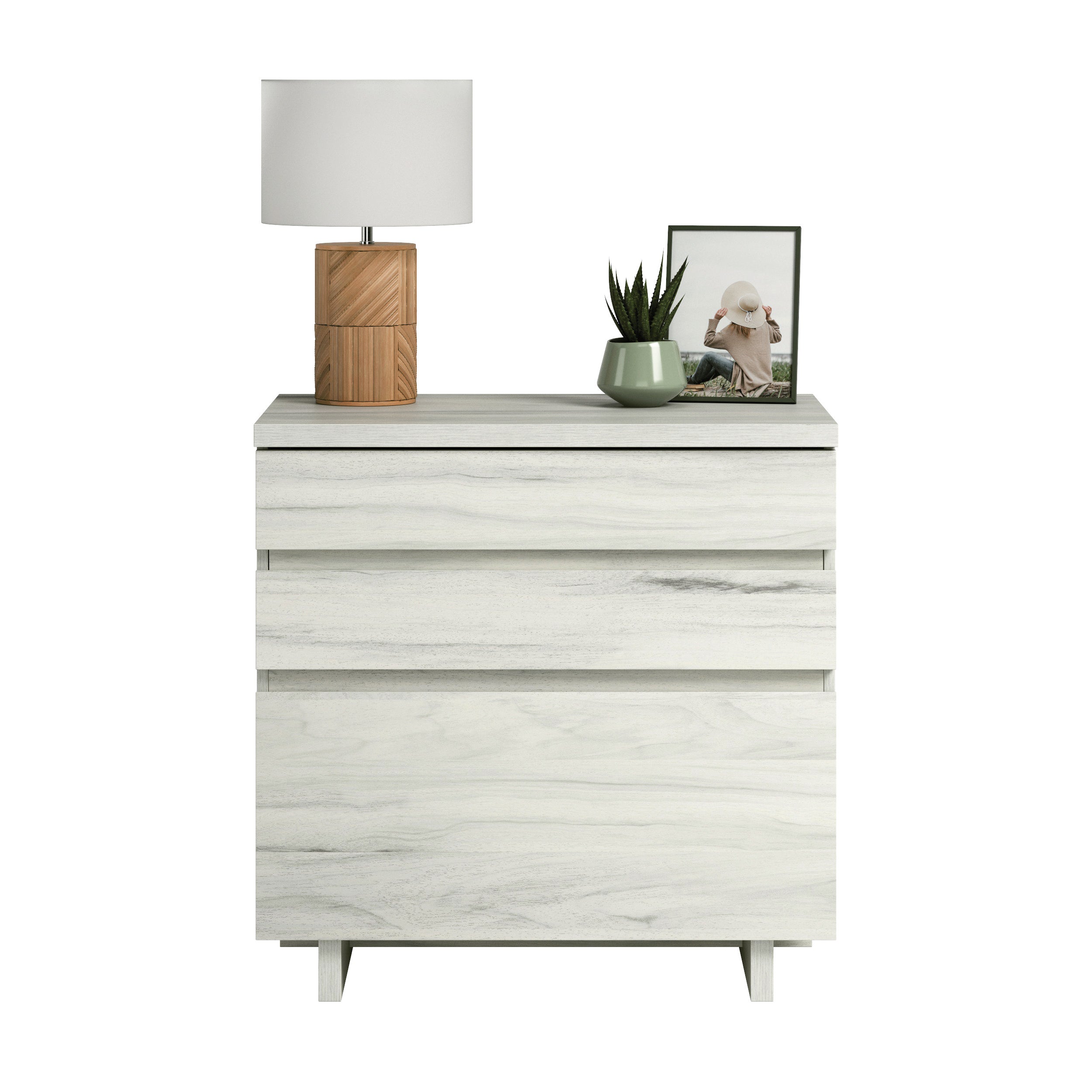 Lateral File with Large Drawers, Off White and Gray finish - Grand Goldman