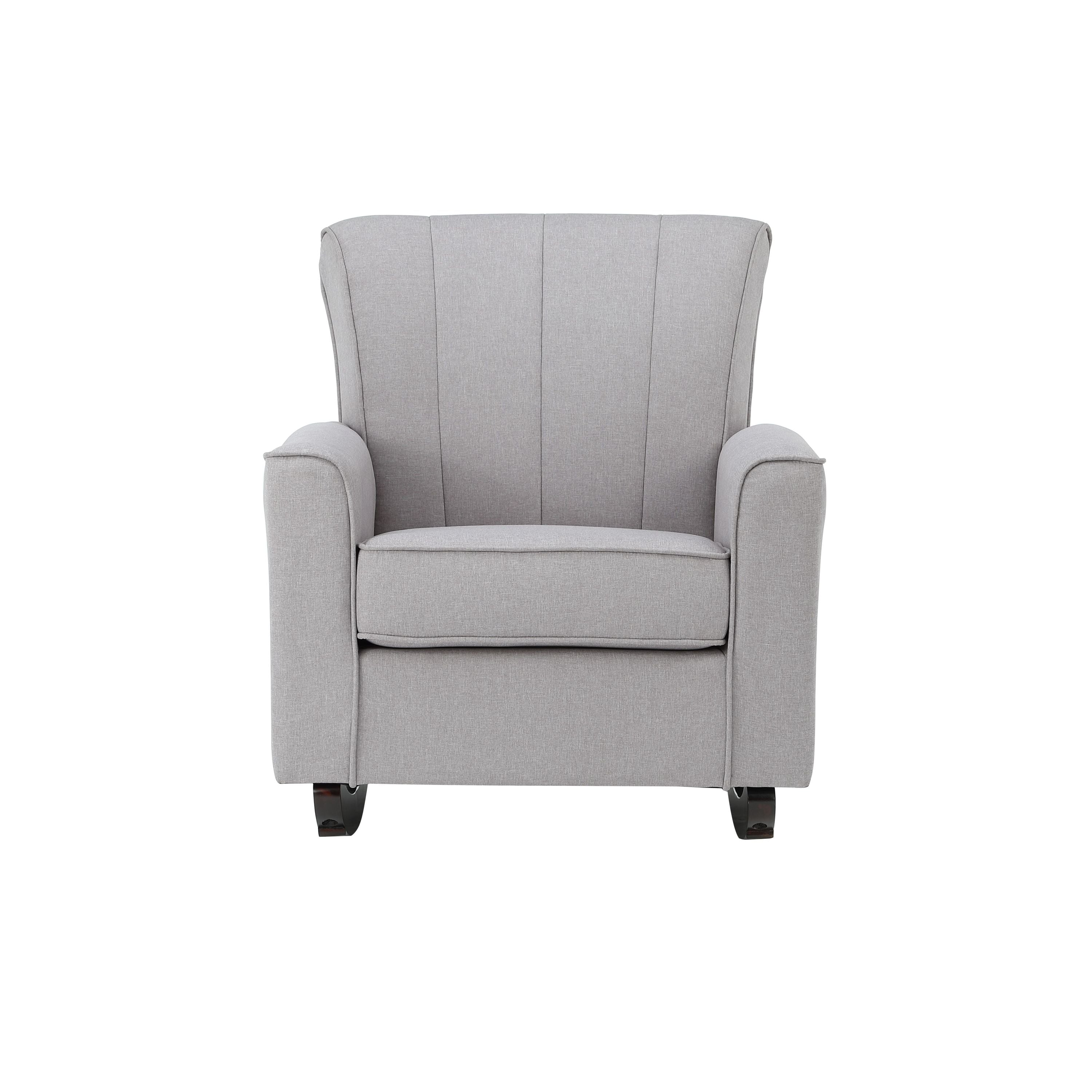 Denzell Gray Linen Rocking Chair - Grand Goldman Shop