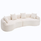 LY-025 Full Compression Sponge Sofa Cloud White Curved Modular Sectional 30D High-Density Chenille Sleeper Couch 110'L - Grand Goldman Shop