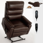 Brown Leatheraire Dual Motor Infinite Position Up to 350 LBS Power Lift Recliner Chair with Power-Remote, Heat Massage and Heavy Duty Motion Mechanism - Grand Goldman Shop