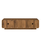 58''Tv Console With Mid Century Unique Spiral Wave Design With Storage Cabinet And 2 Drawers Tv Stand For Living Room, Bedroom, Walnut - Grand Goldman Shop