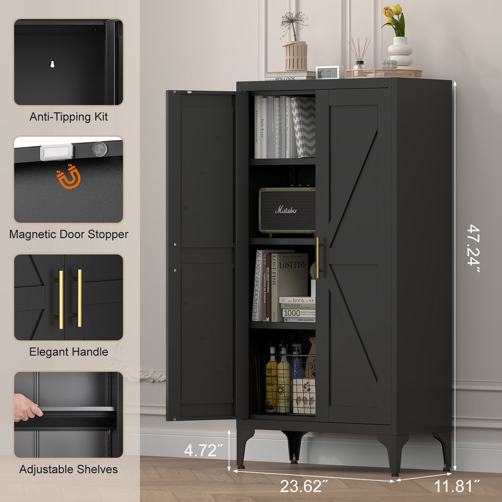 Metal Adjustable 2 Doors Metal Storage Cabinet Kitchen Pantry Cabinet With Adjustable Shelves all Steel Cabinet Locker For Ki