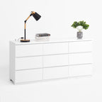 9 Drawer Dresser with No Handle Design, Modern White Matte Wood Dresser for Bedroom, Storage Chest of Drawers for Living Room, Hallway, Entryway - Grand Goldman Shop
