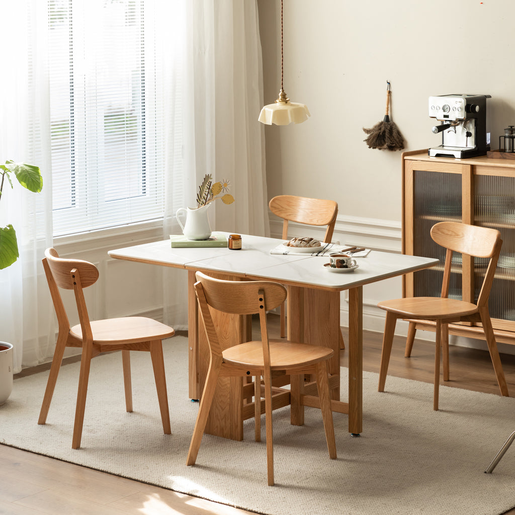 Natural Oak Dining Chair Set of 4 - Solid Wood, FAS Grade, Simple Design, 46.5x54x80cm - Grand Goldman Shop
