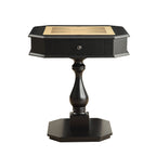 Square Top Game Table with Wooden Pedestal Base, Black | Premium Home Decor - Grand Goldman
