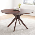47.2' Solid Wood Round Dining Kitchen Table for 4-6 People with Intersecting Pedestal Base - Grand Goldman Shop