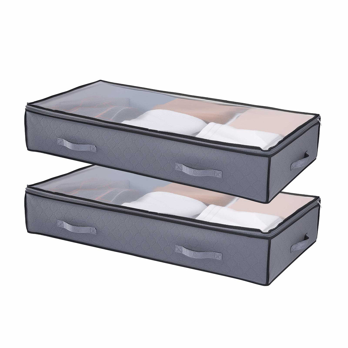 Under Bed Storage 90L Stackable Shoes Organization Box with Clear Lid 2 Pack - Grand Goldman Shop