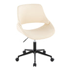 Contemporary Office Chair in Black Metal and Cream Faux Leather | Premium Home Decor - Grand Goldman