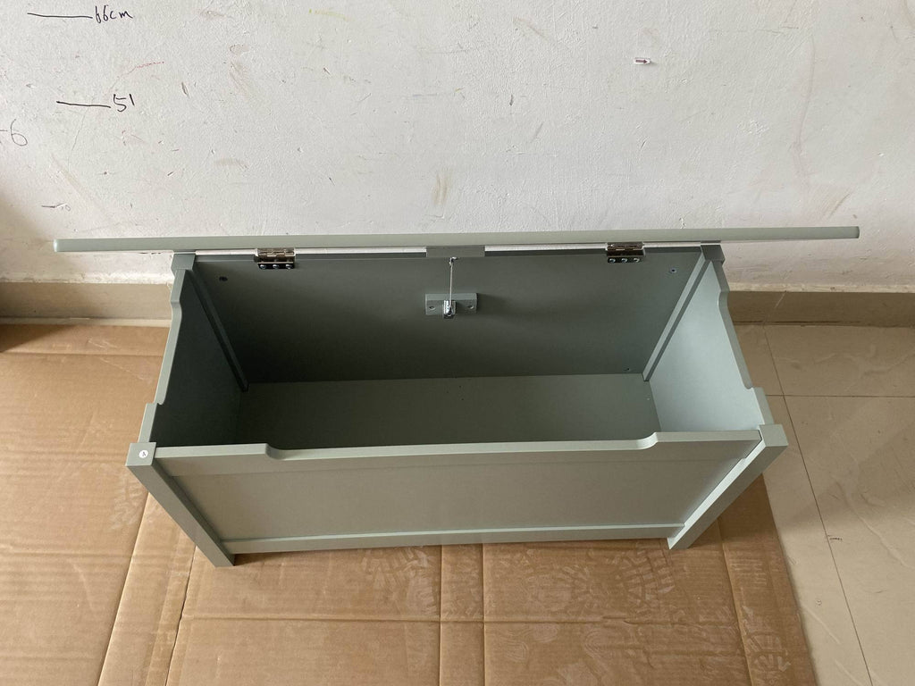 Kids Wooden Toy Box Storage with Safety Hinged Lid for Ages 2+ (Sage) - Grand Goldman