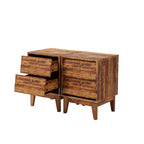 2 Set Nightstands Features Vintage-style and Bevel Design, Made of MDF, Mid Century Modern Nightstand, Night Stand for Bedroom - Grand Goldman Shop