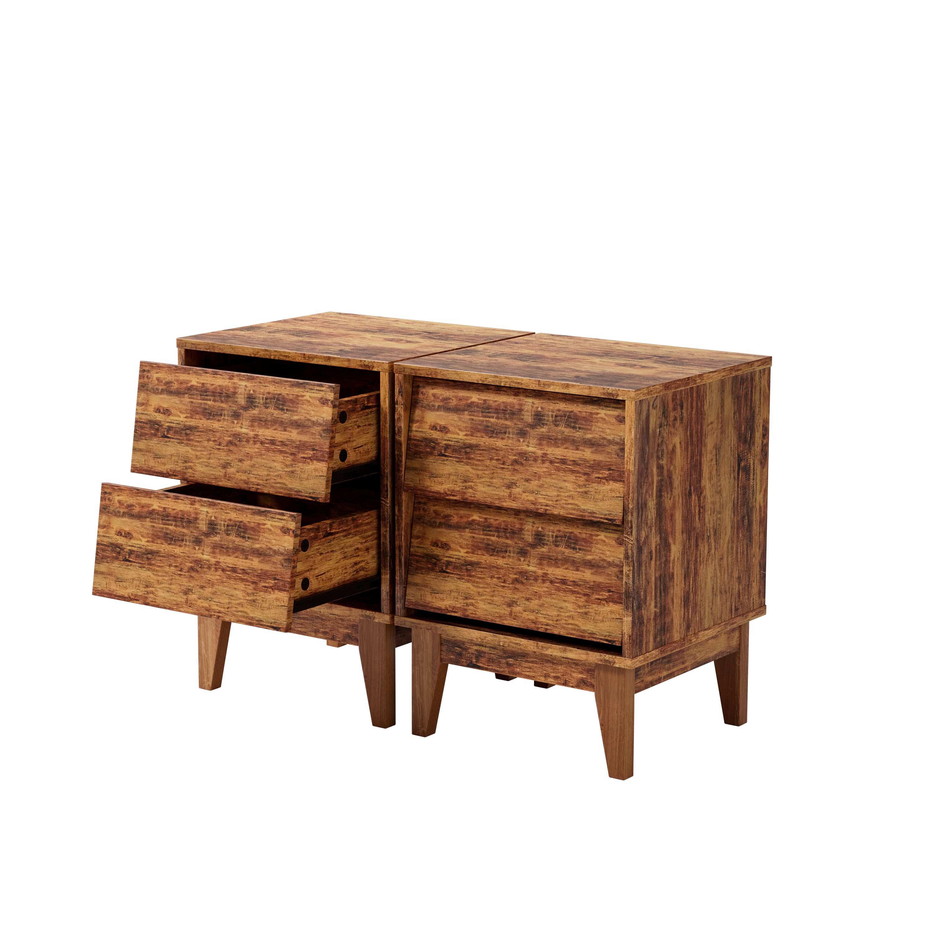 2 Set Nightstands Features Vintage-style and Bevel Design, Made of MDF, Mid Century Modern Nightstand, Night Stand for Bedroom - Grand Goldman Shop