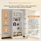 83.4' Tall Wood Bookcase with light strip,5-Tier Decor Bookshelves with Adjustable Shelves,Storage Organizer for CDs/Books,Free Standing Storage Shelves for Living Room,Home Office,White - Grand Goldman Shop