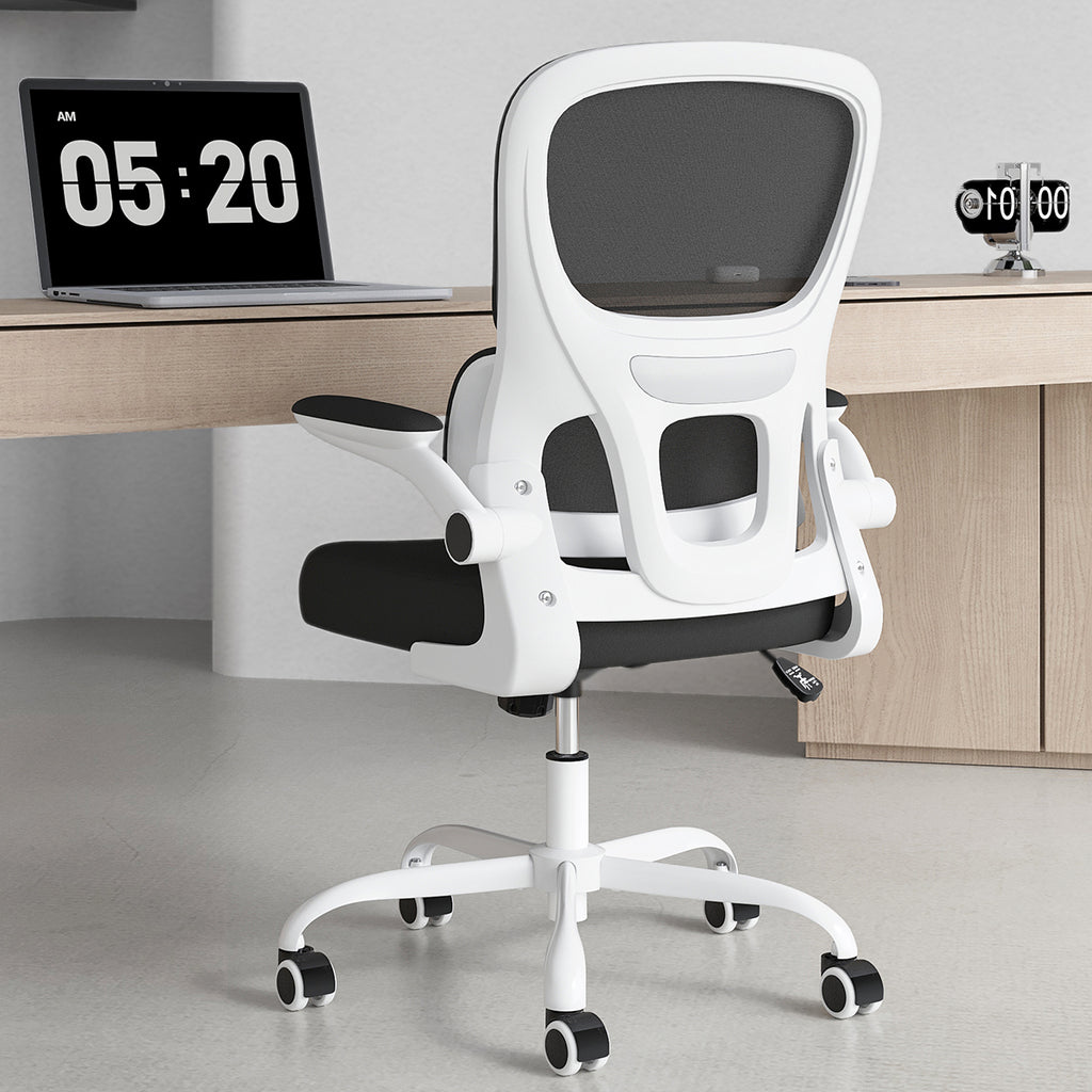 Soohow Office Chair, Mesh Ergonomic Office Chair with Lumbar Support, Comfy Computer Desk Chair with Flip Armrest Rolling Whe