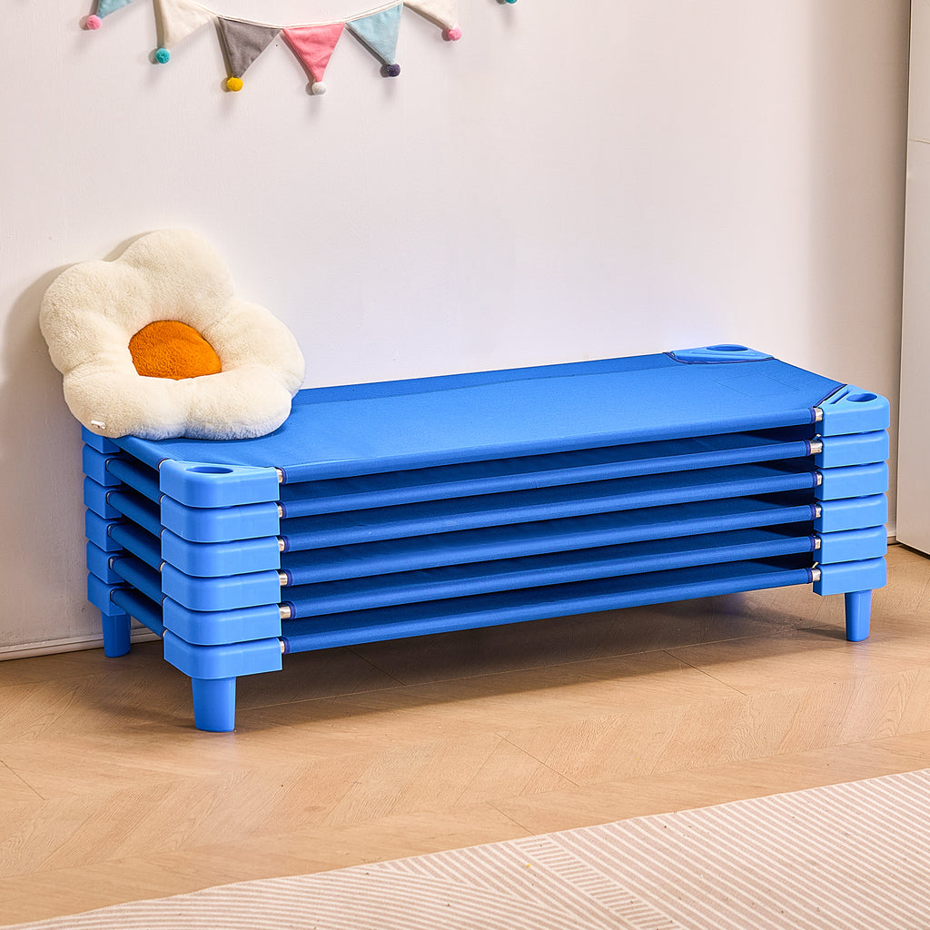 Stackable Kiddie Cot, Pack of 6, Portable Toddler Nap Cots, Standard Size 52' L x 23' W Daycare Cots for Kids, Preschool Clas