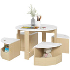 Qaba Kids Table and Chairs Set, 5 Piece Toddler Table and Chairs Set with Storage for Art, Craft, Drawing, Playroom, Classroo