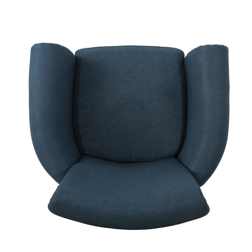Elegant Navy Blue Fabric Club Chair with Nailhead Trim and Birch Wood Legs - Grand Goldman Shop