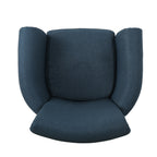 Elegant Navy Blue Fabric Club Chair with Nailhead Trim and Birch Wood Legs - Grand Goldman Shop