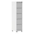 Heavy Duty 5 Drawer Metal Vertical File Cabinet with Lock and Wheels for Home Office, White, 17.72'D x 14.96'W x 64.21'H - Gr