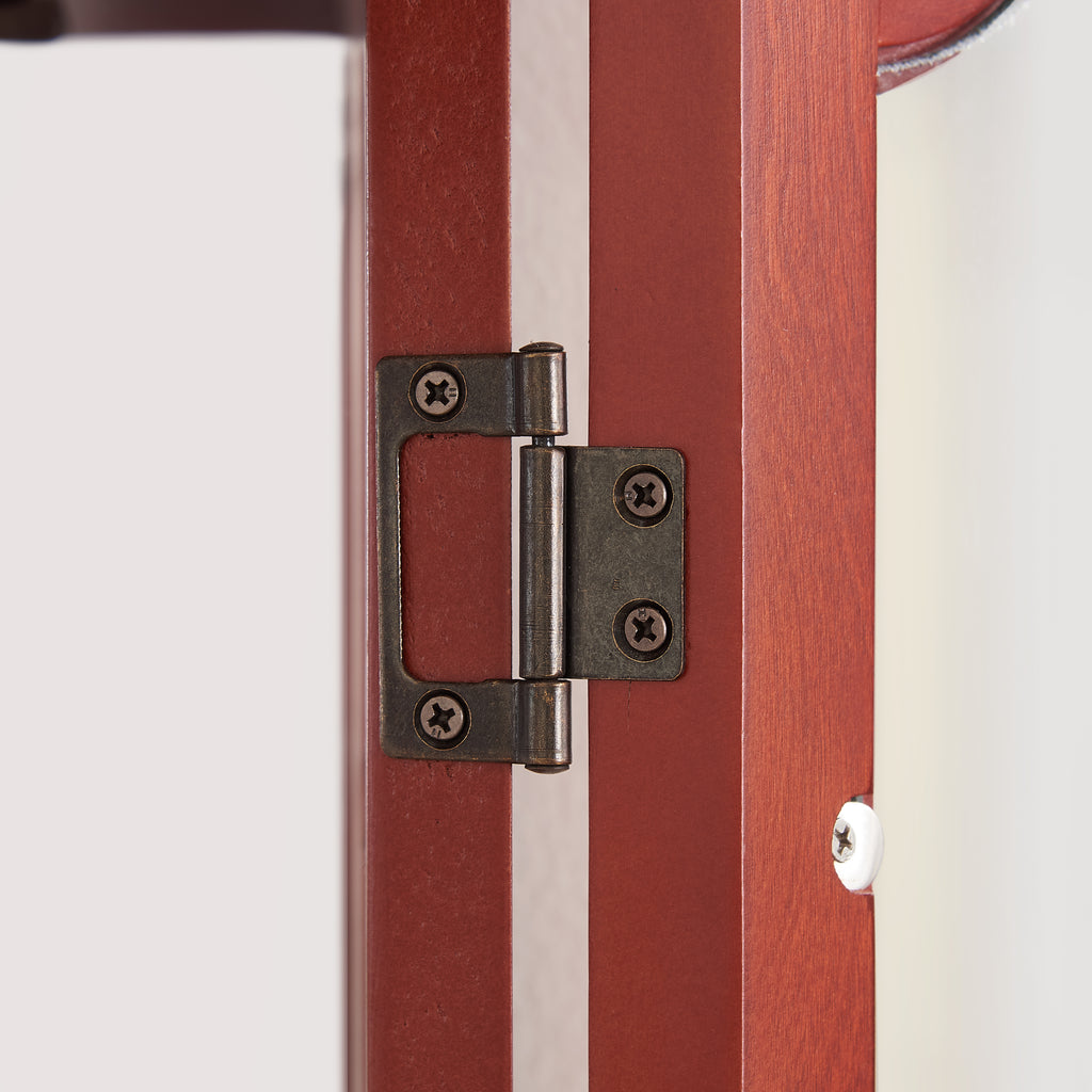 Curio Cabinet Lighted Glass Display Curio Cabinet w/Tempered Glass Doors and Shelves, Crown Corner Cabinet with Bulb, Corner Storage Decoration for Living room and Bedroom Cherry - Grand Goldman Shop