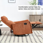 Heat Massage Manual Recliner Chair with Rocker and Swivel in Fabric for Living Room, Orange - Grand Goldman Shop
