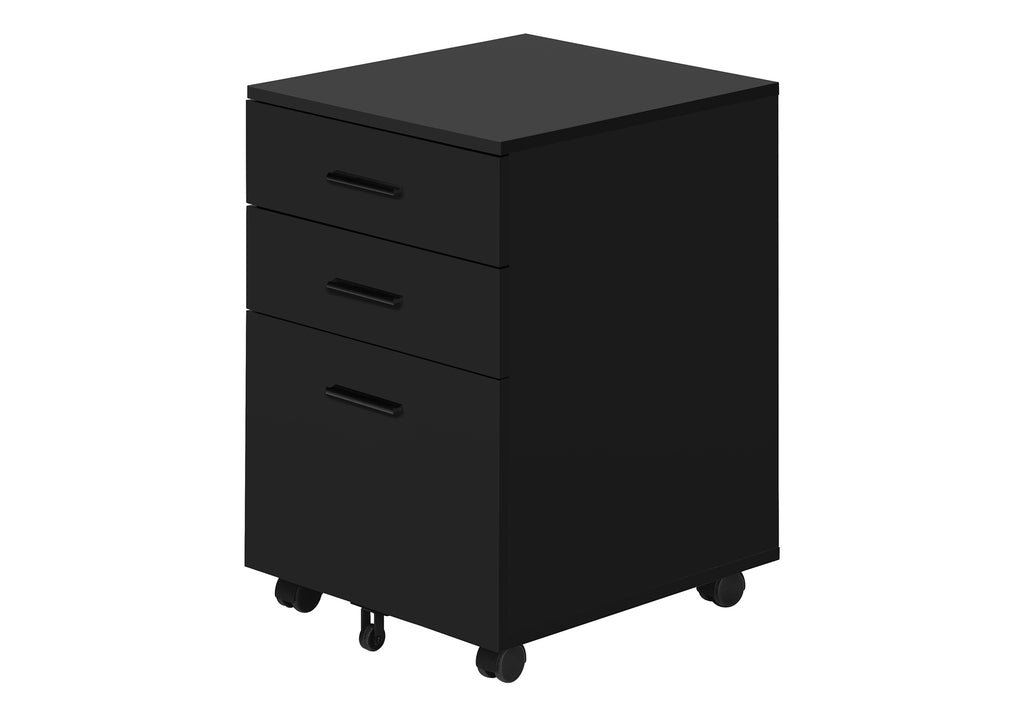 File Cabinet, Rolling Mobile, Storage Drawers, Printer Stand, Office, Work, Black Laminate, Contemporary, Modern - Grand Gold