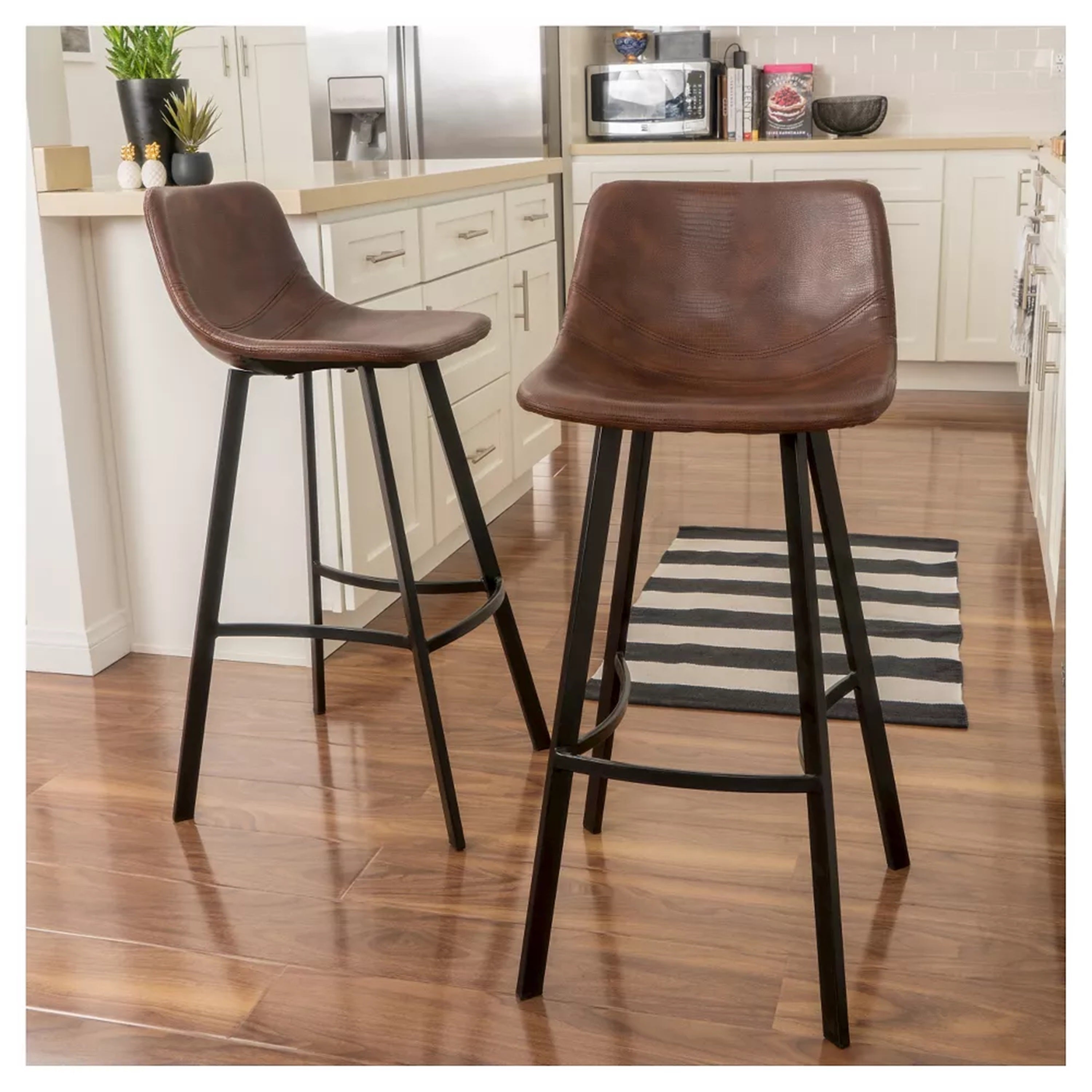Set of 2 30' Dax Faux Leather Barstool Brown - Grand Goldman Shop