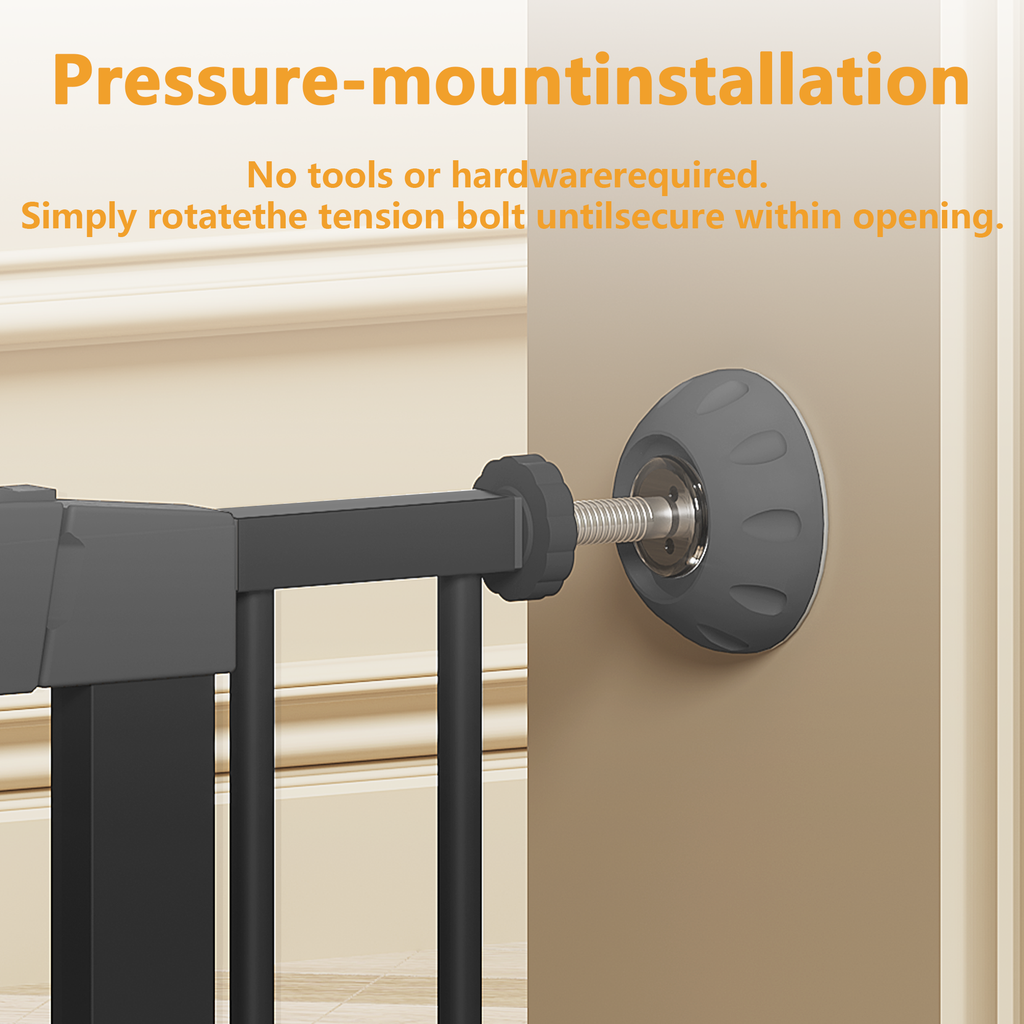 29.5-45.3' Wide Baby Gate with wall protector for Stairs, Dog Gate Indoor for Doorways, No Drilling Pressure Mounted Pet Gate